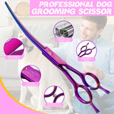 1 x RAW Customer Returns JASON Professional Curved Dog Scissors - 7.5 Grooming Scissors for Dogs Japanese Stainless Steel Pet Scissors for Grooming Scissors for Dogs Cats Upward Curved, Purple  - RRP €29.99