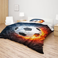 1 x RAW Customer Returns Summer bed linen 135 x 200 cm football motif duvet cover set 2-piece soft microfiber bed linen duvet cover - 1 fluffy duvet cover and 1 pillowcase 80x80cm - RRP €29.99