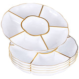 1 x RAW Customer Returns MATANA 5 white snack plates with gold rim 6 compartments plastic, 31cm - serving plates, snack bowls dip bowls - picnics parties - elegant, stable reusable - RRP €22.99