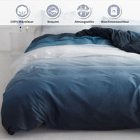 1 x RAW Customer Returns Lanqinglv bed linen 135 x 200 cm blue white gradient reversible bed linen set made of microfiber, soft duvet cover and 1 pillowcase with zipper - RRP €27.2