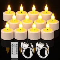 1 x RAW Customer Returns Yme Rechargeable Tea Lights, 12 Pack Electric LED Tea Lights Rechargeable Flickering Candles with Timer and Remote Control for Room Living Room Halloween Christmas Table Party Decoration - RRP €38.09