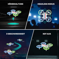 1 x RAW Customer Returns DEERC Mini Drone with Camera for Children, RC FPV Quadcopter with Wifi Transmission, 2 Batteries Long Flight Time, Colorful LED Lights, APP Gesture Control, Tap Fly, 3D Flip Children s Drones ,C0 - RRP €49.99