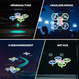 1 x RAW Customer Returns DEERC Mini Drone with Camera for Children, RC FPV Quadcopter with Wifi Transmission, 2 Batteries Long Flight Time, Colorful LED Lights, APP Gesture Control, Tap Fly, 3D Flip Children s Drones ,C0 - RRP €49.99