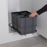 1 x RAW Customer Returns LM 64 3 built-in pull-out trash can with 3 trash cans 1x11L, 2x8L basket pull-out anthracite 32.8x43.3x35.4 cm - Trio waste separation system for the kitchen base cabinet... - RRP €65.45