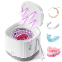 1 x RAW Customer Returns Ultrasonic cleaning device dental splint UV 45000Hz 30W Dental Pod for dentures, aligners, mouth guards, bleaching trays, ultrasonic cleaner 5 minutes cleaning with 3 modes for jewelry, diamonds 200ml - RRP €41.05