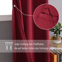 1 x RAW Customer Returns DWCN Opaque Blackout Curtains with Eyelets 2 Pieces Thermal Curtain for Living Room Bedroom Red 137 x 132 cm H x W  - RRP €25.99