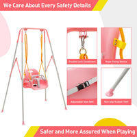 1 x RAW Customer Returns FUNLIO 3-in-1 Baby Swing 4 Sandbags, Indoor Outdoor Baby Games, Foldable Metal Stand and Clear Instructions, Easy to Assemble and Store - Pink - RRP €101.99