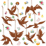 1 x Brand New Pack of 9 rust Easter decorations for hanging, Easter hanging decorations, hanging Easter, patina vintage hanging decorations, Easter party decorations, silhouettes made of metal with patina, Easter decorations - RRP €20.4