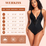 1 x RAW Customer Returns Werkiss Women s Slimming Body Shaper Flat Stomach Shapewear Bodysuit Invisible Lace Slimming Effect Black , 46 - RRP €40.06