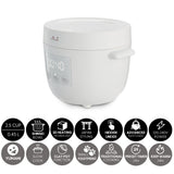 1 x RAW Customer Returns Yum Asia Tsuki Mini Rice Cooker with Shinsei Ceramic Bowl 2.5 Cups, 0.45 Liter , 5 Rice Cooking Functions, 2 Multicooker Functions, Hidden LED Display, 220-240V Pebble White  - RRP €99.9