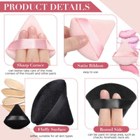 1 x Brand New Triangular Makeup Sponge 4 Velvet Powder Puffs for Face Cosmetics Triangular Powder Puff Soft Wet Dry Powder Cushion Puff for Body Black, Pink  - RRP €15.6