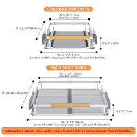 1 x RAW Customer Returns SANNO Extendable Cabinet Organizer, Pull Out Cupboard Organizer, Kitchen Sliding Shelf Under Sink, Expandable Drawer Shelves with Slider, 12.5 -18.5 Width - RRP €46.99