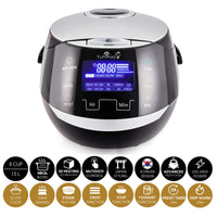 1 x RAW Customer Returns Yum Asia Sakura Rice Cooker with Ceramic Bowl and Advanced Fuzzy Logic 8 Cups, 1.5 Liters , 6 Rice Cooking Functions, 6 Multicooker Functions, Motouch LED Display, 220-240V EU Black and Silver  - RRP €158.9