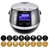 1 x RAW Customer Returns Yum Asia Sakura Rice Cooker with Ceramic Bowl and Advanced Fuzzy Logic 8 Cups, 1.5 Liters , 6 Rice Cooking Functions, 6 Multicooker Functions, Motouch LED Display, 220-240V EU Black and Silver  - RRP €158.9