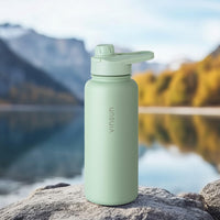 1 x RAW Customer Returns Vinsun drinking bottle stainless steel green 1L - leak-proof, suitable for carbonated drinks, BPA free - straw, drinking opening - thermos flask for sports, outdoor, school, hiking, cycling, office, camping - RRP €31.99