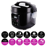 1 x RAW Customer Returns Yum Asia Kumo YumCarb Rice Cooker with Ceramic Bowl and Advanced Fuzzy Logic 5.5 Cups, 1 Liter , 5 Rice Cooking Functions, 3 Multicooker Functions, 220-240V EU Dark Stainless Steel  - RRP €89.9