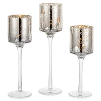 1 x RAW Customer Returns Nuptio Tealight Holder Glass Candle Holder Silver Tealight Glasses Votive Candle Holder, Vintage Stick Candle Holder Large Tealight Glasses Mercury Glass Christmas Wedding Accessories Decoration, Set of 3 - RRP €21.98