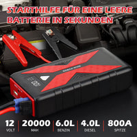 1 x RAW Customer Returns KOONLONG jump starter power bank, 800A 12V car jump starter battery booster starter power bank with jump cable and kit bag, 20000 mAh car battery power bank for 6.0L petrol and 4.0L diesel engines - RRP €40.33