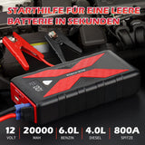 1 x RAW Customer Returns KOONLONG jump starter power bank, 800A 12V car jump starter battery booster starter power bank with jump cable and kit bag, 20000 mAh car battery power bank for 6.0L petrol and 4.0L diesel engines - RRP €37.3