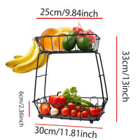 11 x Brand New Ctpeng 2 Tier Fruit Basket, Removable Fruit Etagere Metal Black, Kitchen Modern Fruit Bowl Fruit Holder Storage for Bread, Snacks, Vegetables - RRP €264.0