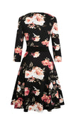 4 x RAW Customer Returns HOMEYEE Women s Vintage 3 4 Sleeve Floral Lace Embroidered Cocktail Flared Dress A062 XXL, Black White Floral  - RRP €167.96