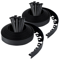 1 x RAW Customer Returns Flexible plastic lawn edging 20 m, black with 60 ground anchors - Height 50 mm - Invisible lawn edging made of recycled plastic - Easy to process - RRP €51.44