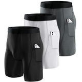 1 x RAW Customer Returns Niksa Men s Compression Shorts, 3 Pack, Men s Compression Underwear, Sports Shorts with Pockets, White Gray Black, M - RRP €25.2