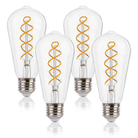 1 x RAW Customer Returns FLSNT Dimmable Edison Vintage Light Bulb E27, ST58 Retro LED Spiral Filament Decorative Light Bulb, 4W Replaces 40W , 2200K Warm White, CRI90, Clear Glass, Pack of 4 - RRP €25.73