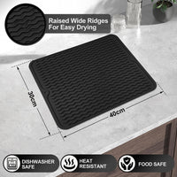 1 x RAW Customer Returns auriikoop dish drying mat dishes 40 x 30 cm, dish drying mat sink, dish drying mat heat-resistant non-slip sink mat, dishwashing mat draining mat black  - RRP €10.07