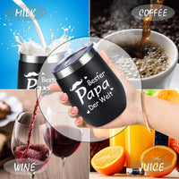 11 x Brand New KKSJK Best Dad Gifts Wine Tumbler Stainless Steel, Father s Day Gifts for Dad Wine Gift, 12oz Wine Glasses with Lid, Straw and Straw Brush - RRP €155.21