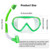 1 x RAW Customer Returns Snorkel set for children, diving goggles, children s anti-fog and dry snorkel, anti-leak diving mask, dry snorkel, snorkeling set for boys and girls green set . - RRP €30.24