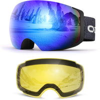 1 x RAW Customer Returns Odoland Ski Goggles Unisex for Men and Women Boys Frameless Snowboard Goggles with Magnetic Interchangeable Lens UV Protection Anti-Fog Snow Goggles Helmet Compatible Ski Goggles for Skiing Silver - RRP €39.42