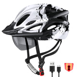 1 x RAW Customer Returns RaMokey bicycle helmet for adults with light, bicycle helmet, city helmet, urban bicycle helmet for men and women with removable magnetic goggles visor, bicycle helmet with 18 ventilation channels 57-62 cm white  - RRP €31.44