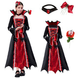 1 x RAW Customer Returns ZUCOS Halloween Vampire Costume for Girls Gothic Elegant Medieval Carnival Party Costume Black Size 4-6 Years - RRP €23.18