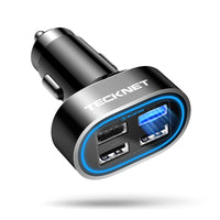 1 x RAW Customer Returns TECKNET 54W Cigarette Lighter USB Adapter, 4-Port QC3.0 Car Charger Super Mini Metal USB Car Charger Compatible with iPhone 15 14 13 12 11 Pro Max, Samsung Galaxy, Google Pixel - RRP €11.09