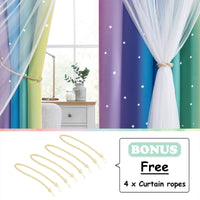 1 x RAW Customer Returns NICETOWN Children s Room Blackout Curtain Set of 2 - Star Curtains Children s Room Boy Double Layer Curtains with Voile Eyelet Curtain, H 240 x W 132 cm, Rainbow 1 - RRP €53.1