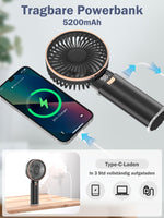 1 x RAW Customer Returns BOIROS hand fan - hand fan rechargeable 5200 mAh, quiet mini metal hand fans foldable, portable USB small fan power bank, 6 wind speeds 22 hours battery life - RRP €19.15