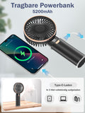 1 x RAW Customer Returns BOIROS hand fan - hand fan rechargeable 5200 mAh, quiet mini metal hand fans foldable, portable USB small fan power bank, 6 wind speeds 22 hours battery life - RRP €19.15