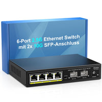 1 x RAW Customer Returns VIMIN 6-Port 2.5G Unmanaged Network Switch, 4X 2.5GBase-T Ports, 2X 10G SFP, Ethernet Switching Capacity of 60Gbps, One-Key VLAN, Fanless, Suitable for 2.5Gbps NAS, Wireless APs and PCs - RRP €63.98