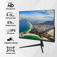 1 x RAW Customer Returns PC monitor, 22 inch full HD 1920 x 1080P IPS screen, frameless, 75Hz, 5ms response time, VGA HDMI ports, computer monitor for laptop Xbox PS3 PS4, ZFTVNIE - RRP €90.74