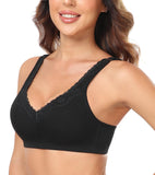 1 x RAW Customer Returns Lemorosy Women s Bra with Buckles Cotton Comfort Bras Mimimizer Size Without Underwire Black, 95E  - RRP €24.0