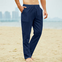 1 x RAW Customer Returns Lanckeli Men s Linen Pants Summer Drawstring Beach Yoga Pants, Loose and Lightweight Casual Long Trousers. - RRP €27.78