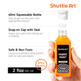 1 x RAW Customer Returns Shuttle Art textile paint machine washable, 18 washable fabric paints 60ml each in bottles with brushes, templates, waterproof fabric paints for children on T-shirts, shoes, jeans, bags, clothing - RRP €29.99