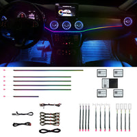 1 x RAW Customer Returns Car interior lighting, 18 in 1 HMYC 128 colorful LED acrylic fiber optic strips, universal decoration atmosphere with music synchronization rhythm, APP control, RGB neon lighting for all cars - RRP €113.66