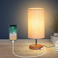 1 x RAW Customer Returns GLUROO Bedside Lamp with USB Charging Ports, Touch Control 3 Color Temperatures Fully Dimmable Table Lamp Minimalist, LED E27 Bulbs Included, for Reading, Living Room, Children s Room Office - RRP €29.99