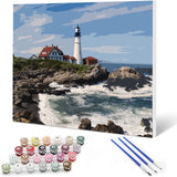 1 x Brand New Portland Maine Lighthouse Painting Portland Head Light Paint by Numbers Kits Canvas DIY Seascape Oil Painting for Kids Adults Beginner with Brushes and Acrylic Nordic Art Without Frame  - RRP €20.4