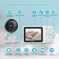 1 x RAW Customer Returns BondFree Baby Monitor with Camera Babyphone Baby Monitor 2.8 inch with 2600mAh Battery Type-C Rechargeable 2-way intercom VOX mode Night vision Temperature monitoring Lullaby - RRP €40.32