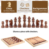 1 x Brand New OOCOME 3 in 1 Chess Checkers Backgammon Set, Wooden Game Board with Pieces, 22 22 2cm Portable Mini Travel Chess Set, Beginner Game Board Set for Children and Adults - RRP €17.8