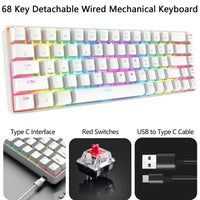 1 x RAW Customer Returns RGB Gaming Keyboard and Mouse Set Small, 68 Keys Red Switch 60 Mini Chroma Mechanical Keyboard, 6400DPI Lightweight Programmable Honeycomb Mouse, USB Cable, Compatible with Windows Mac PS4, White - RRP €58.99