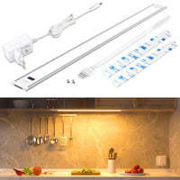 1 x RAW Customer Returns wobsion under-unit kitchen light LED warm white with non-contact sensor, strip 42 cm dimmable 3000 K, ultra thin kitchen light under-unit for wardrobe, showcase cabinet lighting - RRP €20.16